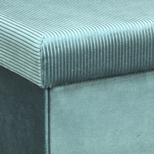Coffre Pouf Pliable Velours Cotele Giulia Bleu