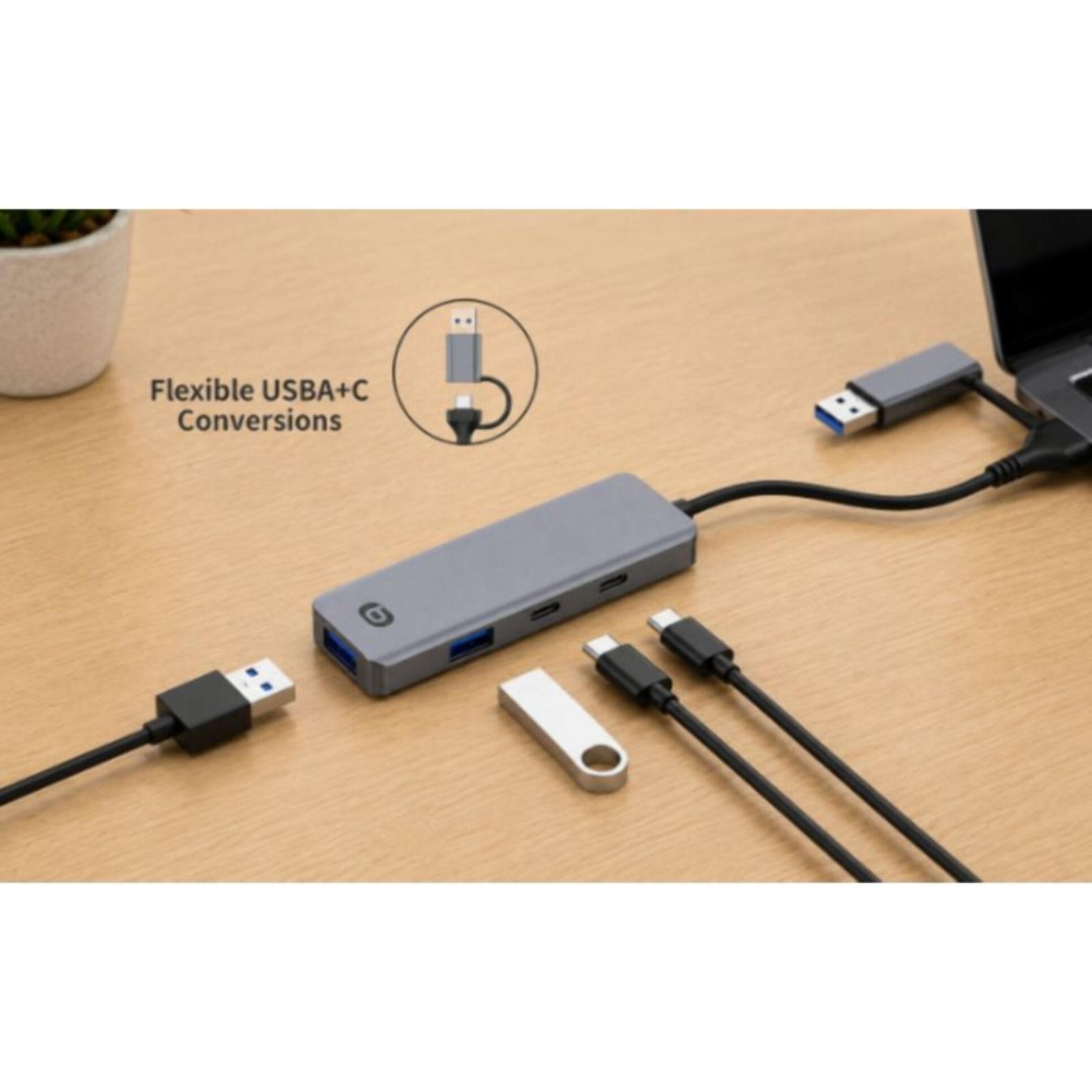 Hub ESSENTIELB 4 en 1 x2 USB-A + x2 USB-C