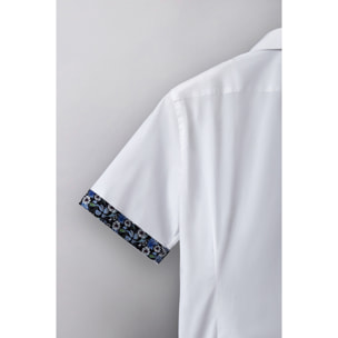 Camicia Uomo 1 Bottone Italiano Popeline Stretch Unito Bianco