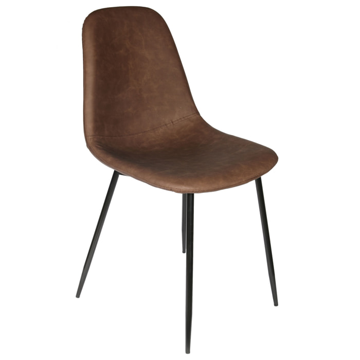Chaise Pu Amber Marron - Lot De 4