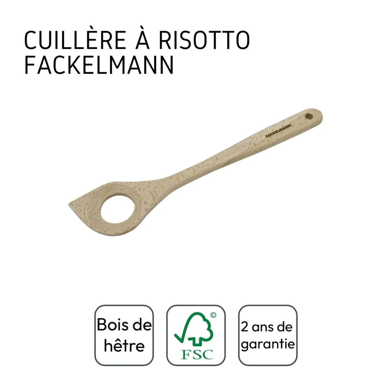 Ensemble de 2 Cuillères de cuisine à risotto en bois FSC Fackelmann