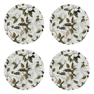Set de 4 individuales de vinilo CERAMIKO, Magnolias 4u-[Diam] 40 cm