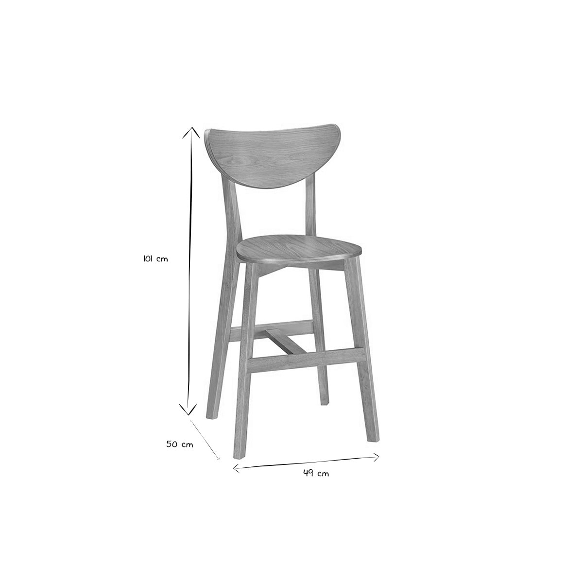 Tabourets de bar scandinaves finition chêne H65 cm (lot de 2) LEENA