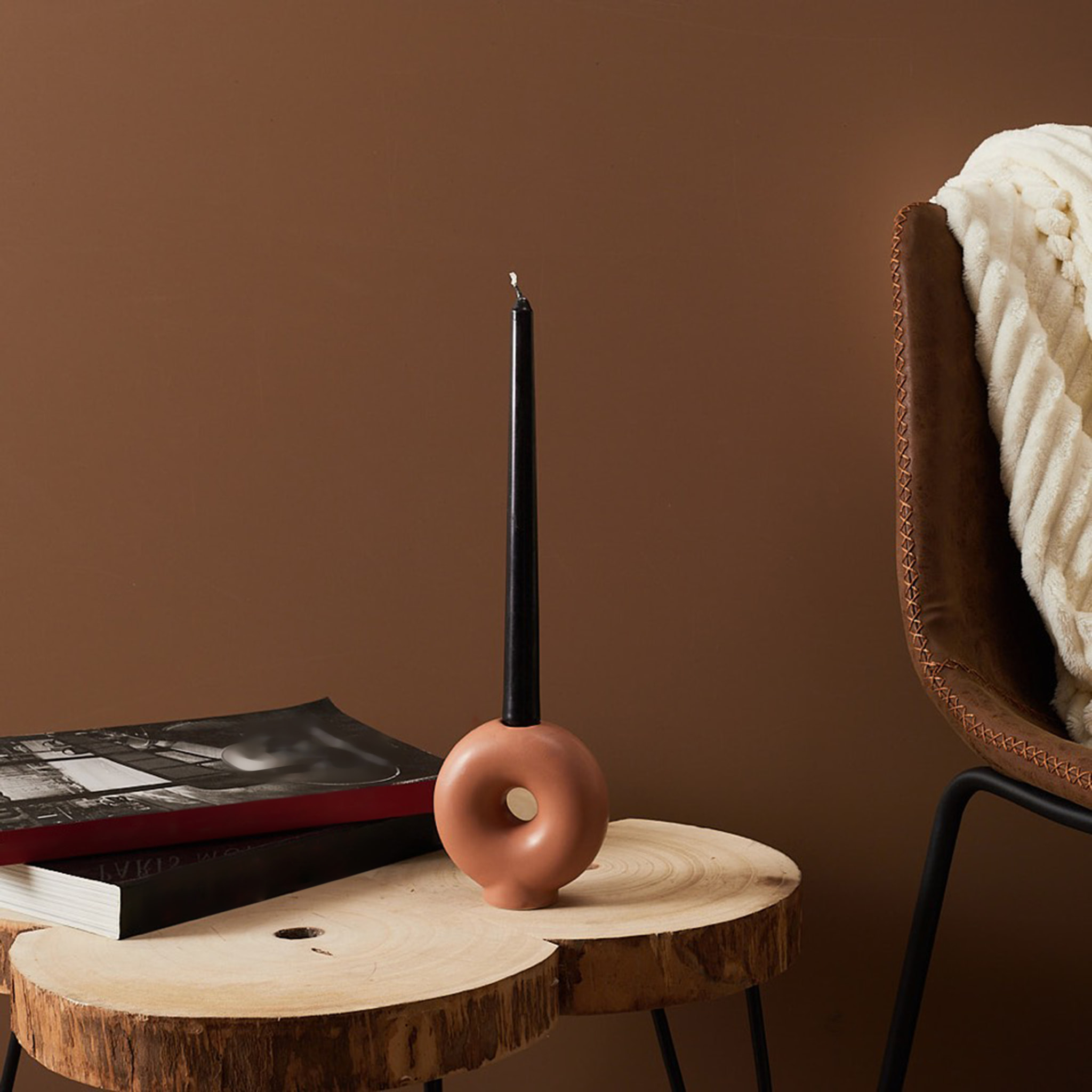 Bougeoir Rond Beige