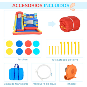 Castillo Hinchable con Soplador Cassa de Rebote para Niños de 3-8 Años con Tobogán Trampolín Piscina Bolsa de Transporte para Interior Exterior 435x245x200 cm Multicolor