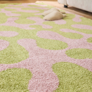 GROOVY - Tapis rétro coloré à motif abstrait - Confortable et moelleux - Vert