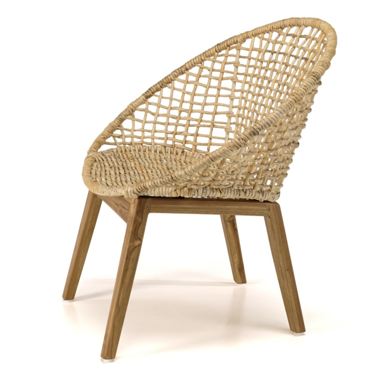 SIXTINE - Fauteuil beige dossier arrondi assise en abaca tressé