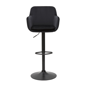 Tabourets de bar réglables en velours noir et métal (lot de 2) AMIKA