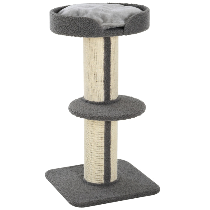 Arbre à chat avec griffoir centre d'activités 2 plateformes coussin gris