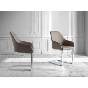 Set de 2 sillas – Polipiel topo y estructura cromada