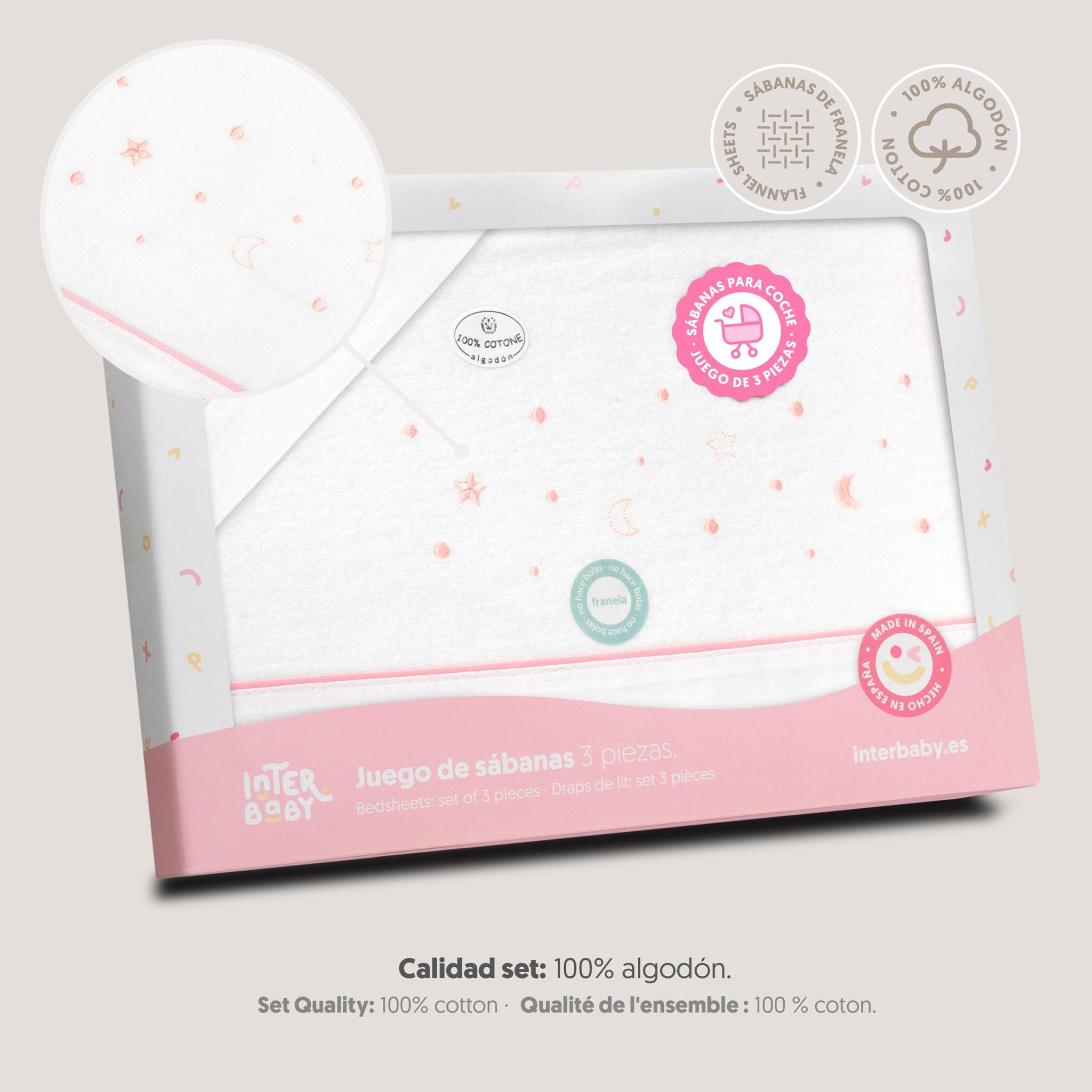 Juego de Sábanas de Coche Franela Estrellas Luna