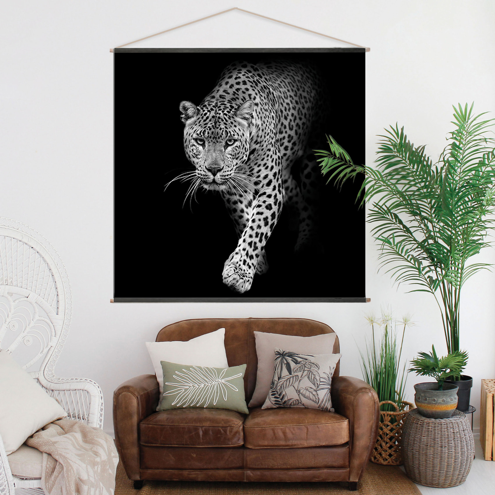 Toile murale LEOPARD - Noir