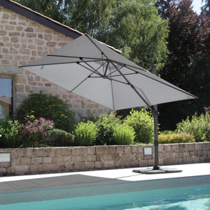 Grand parasol rectangulaire avec rotation 360° - Gris anthracite