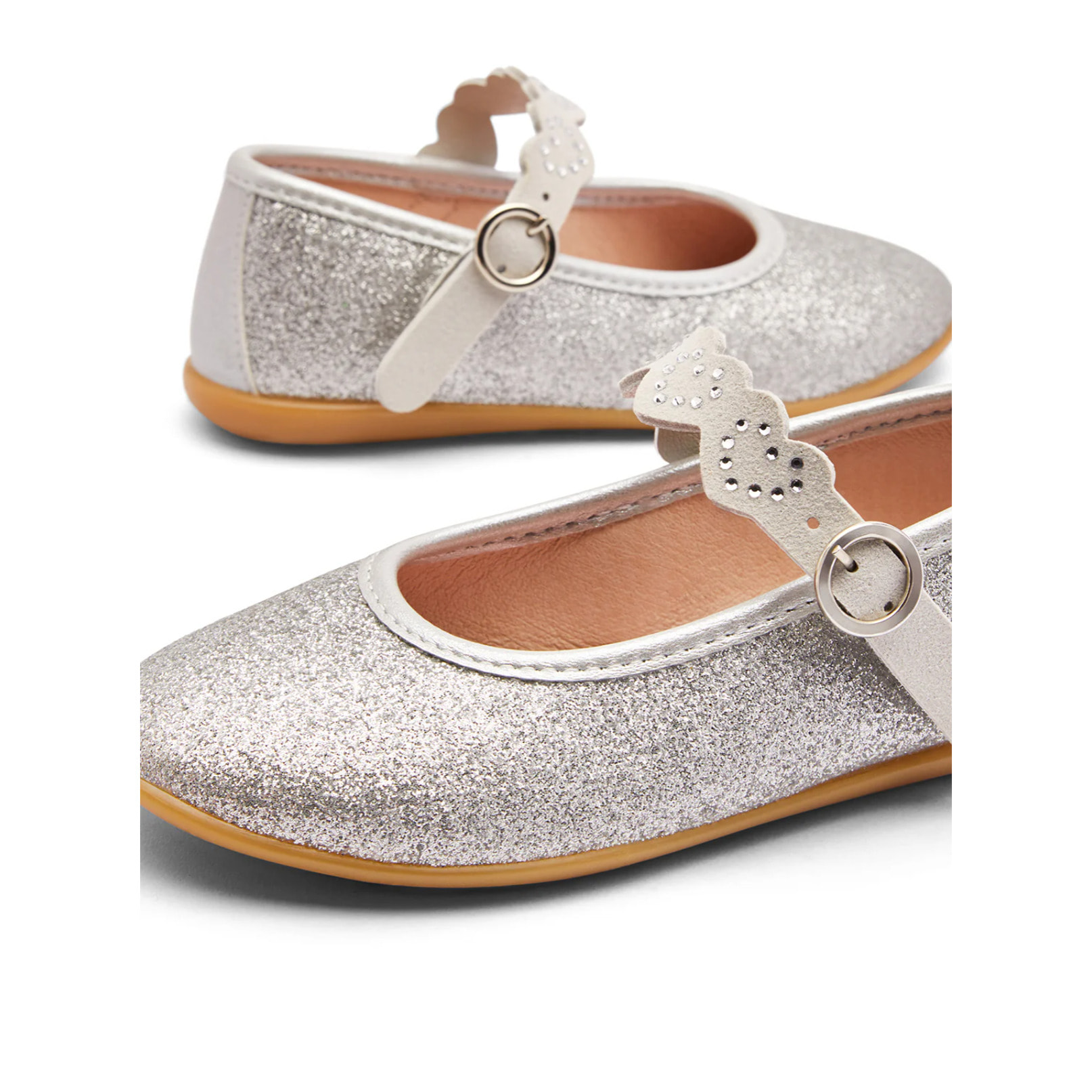 Bailarinas Niña Hebilla Glitter Plata