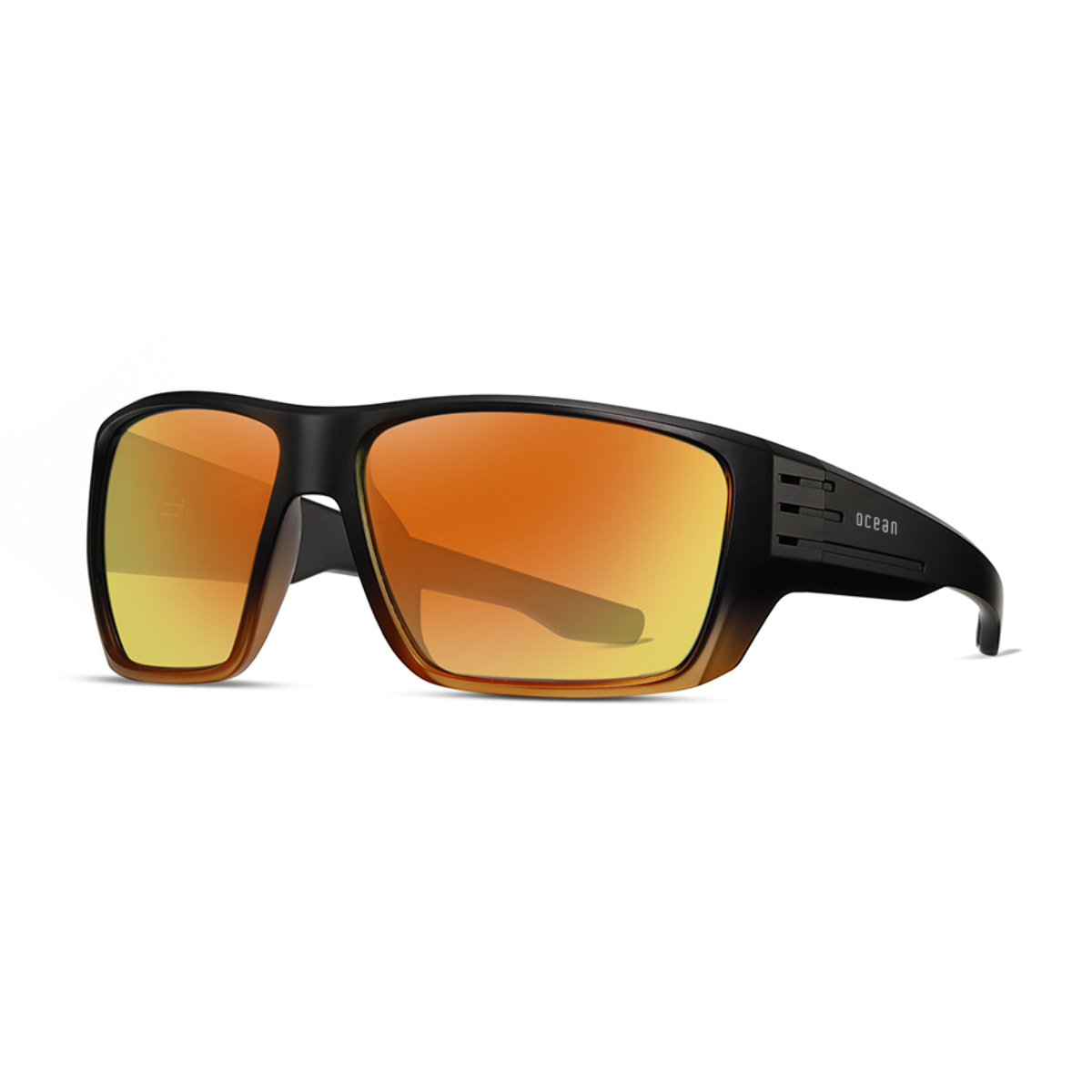 Gafas de sol OCEAN SKATE - Negro mate con montura marrón translúcida y / Polarizada revo amarillas