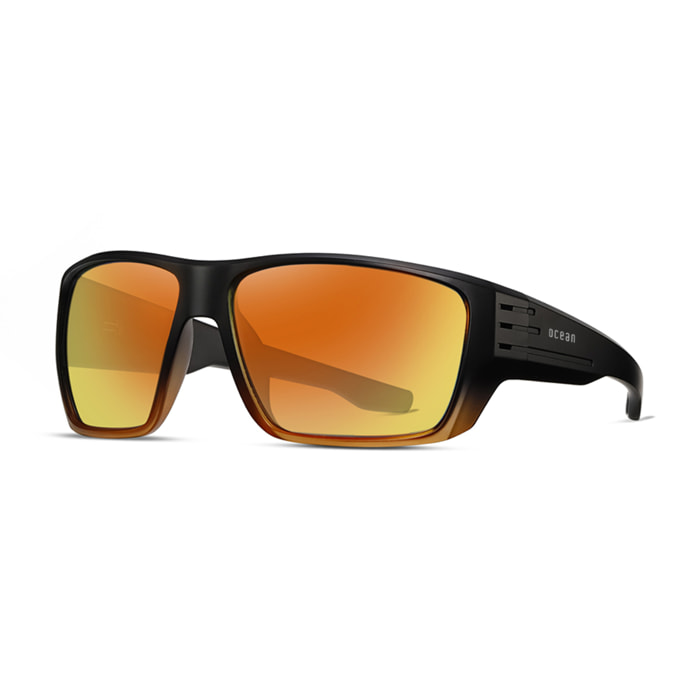 Gafas de sol OCEAN SKATE - Negro mate con montura marrón translúcida y / Polarizada revo amarillas
