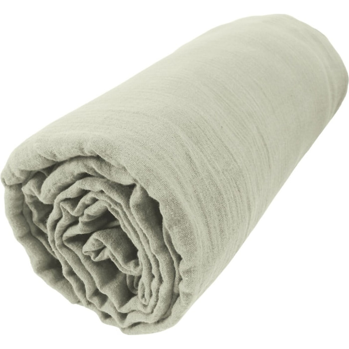 Drap Housse - Bonnet:30cm - 100% gaze De Coton Vert D'eau