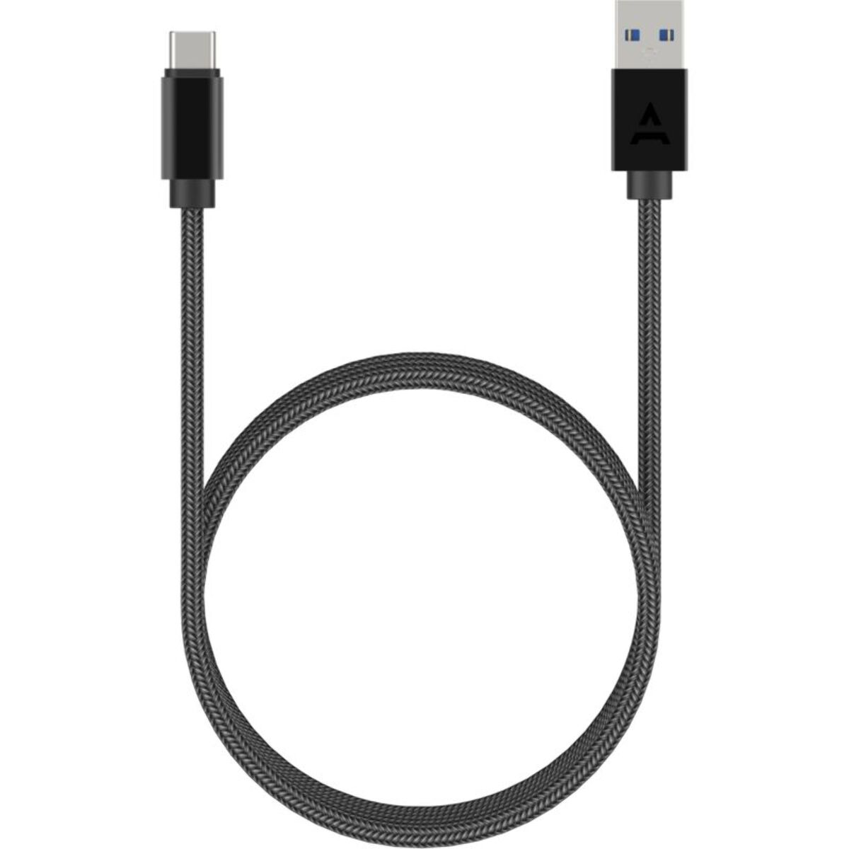 Câble USB C ADEQWAT vers USB noir 2m tressé