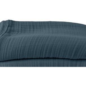 Housse de couette 100% gaze de coton lavé bleu pétrole