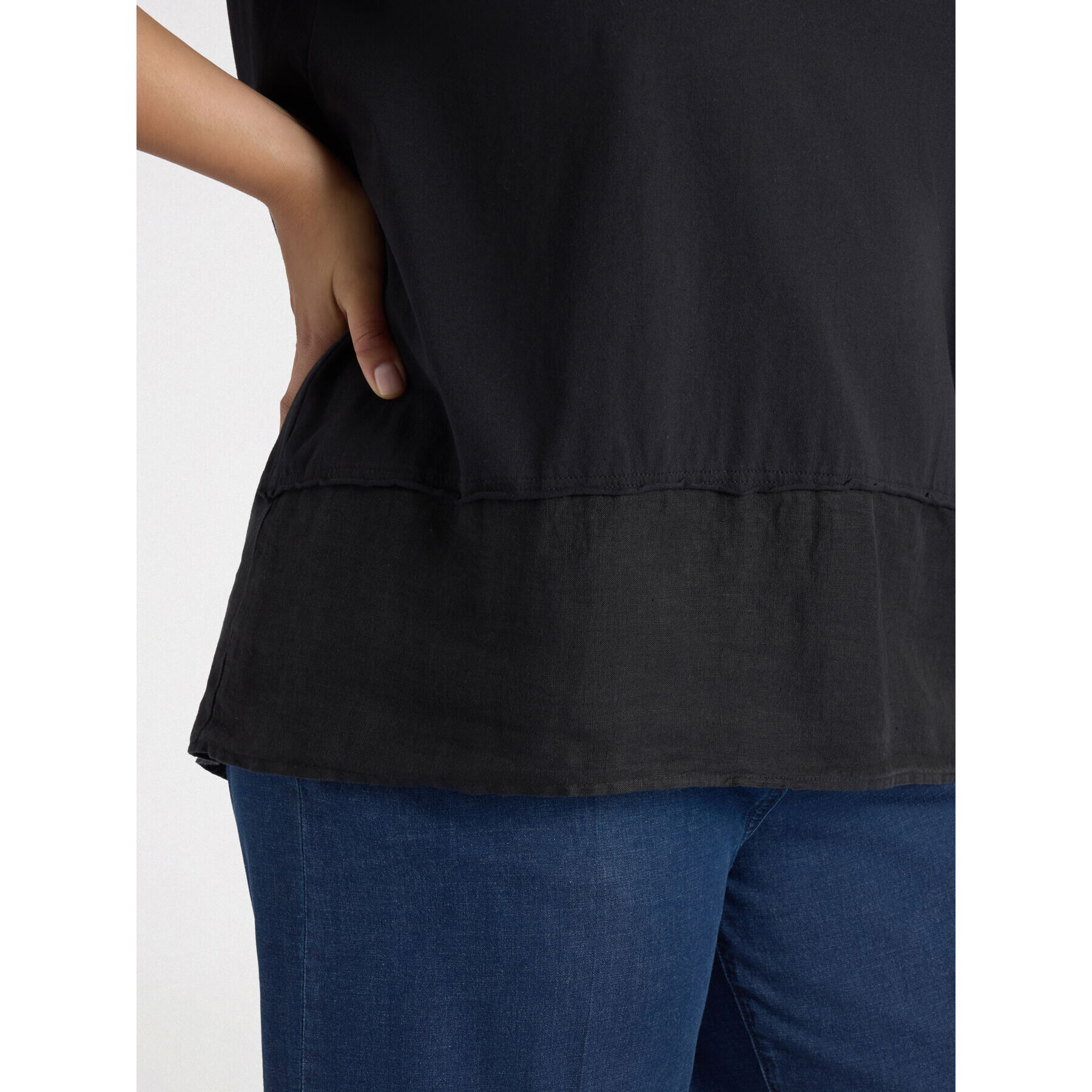 Fiorella Rubino - Camiseta boxy en dos tejidos - Negro