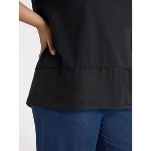 Fiorella Rubino - Camiseta boxy en dos tejidos - Negro