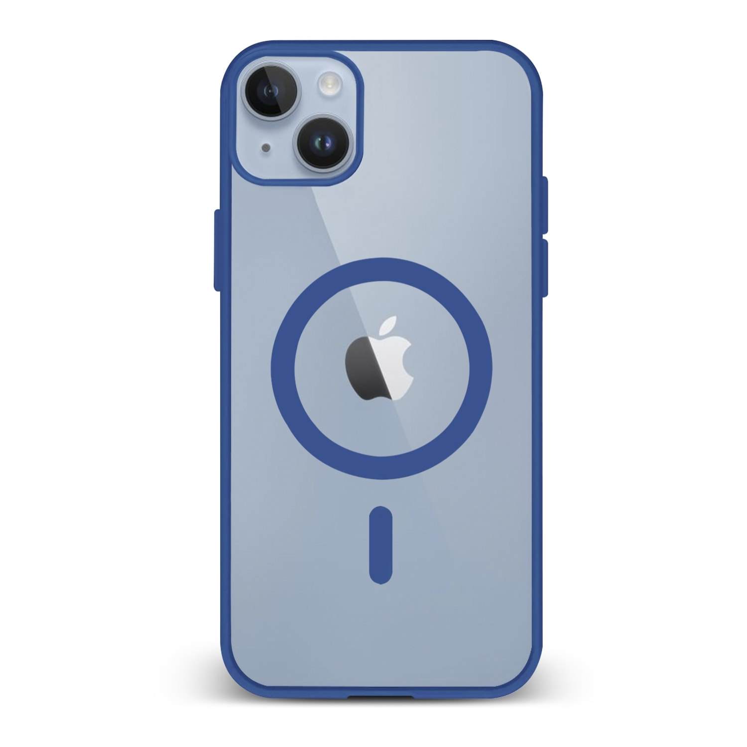 DAM Custodia ibrida anti-shock  Magsafe per iPhone 14 Plus. Bordi in silicone e retro in PVC. 8,09x1,06x16,36 cm. Colore: blu scuro