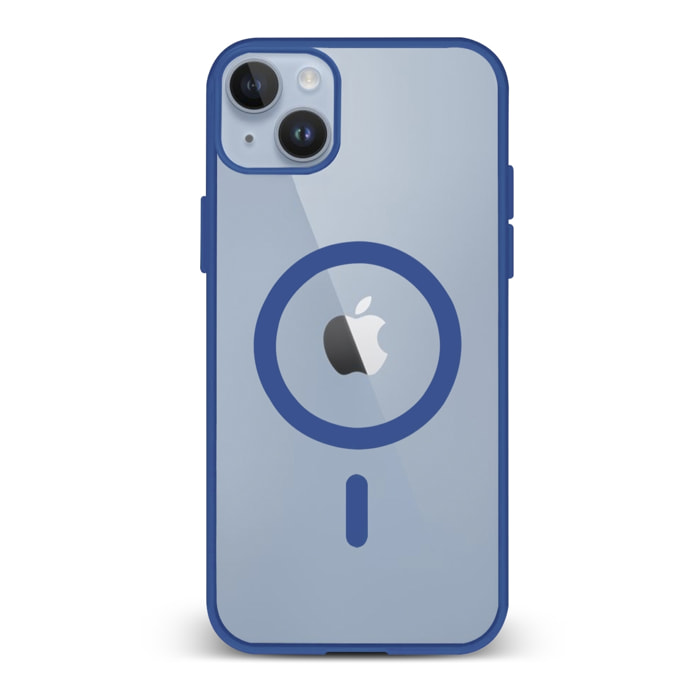 DAM Custodia ibrida anti-shock  Magsafe per iPhone 14 Plus. Bordi in silicone e retro in PVC. 8,09x1,06x16,36 cm. Colore: blu scuro