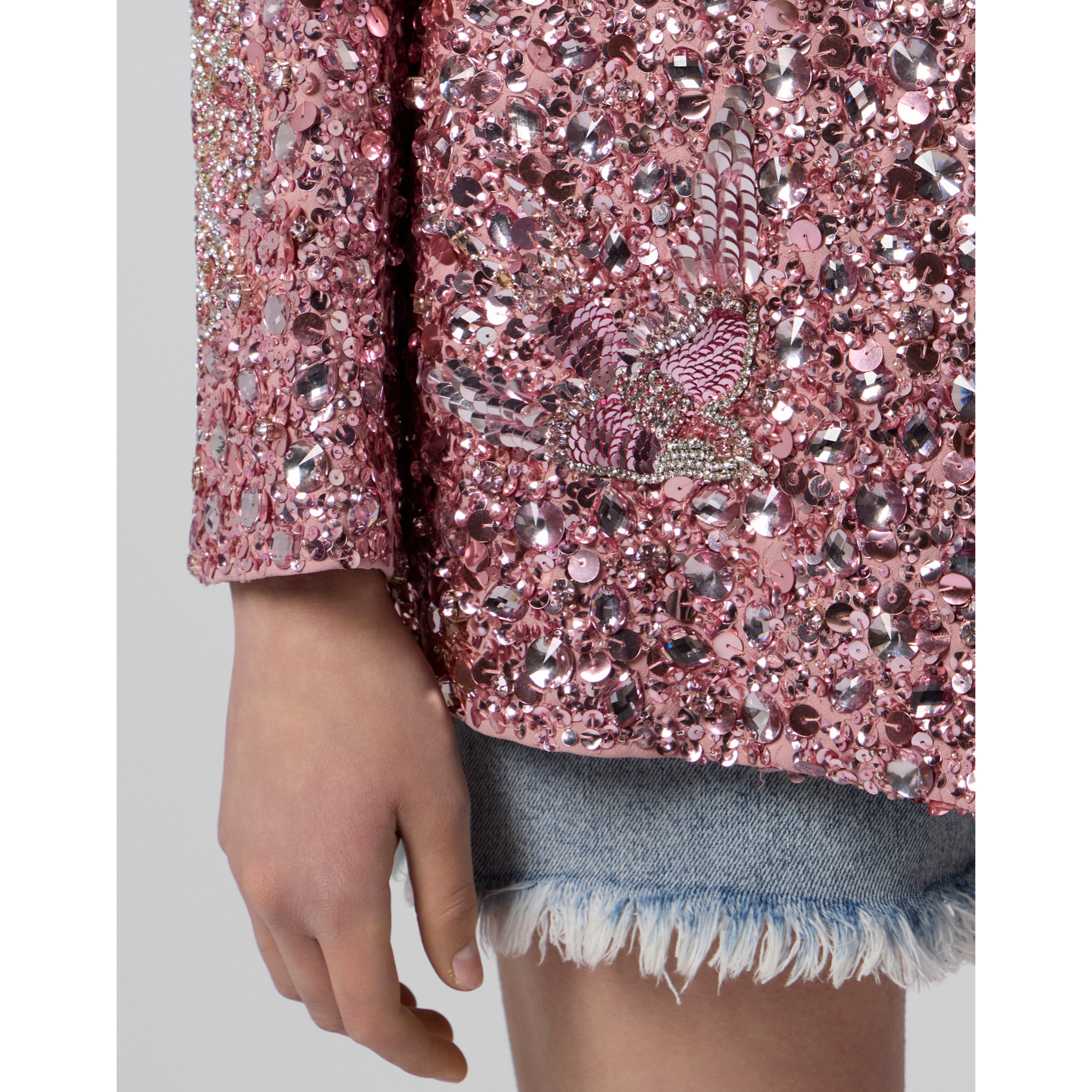 PHILIPP PLEIN Boyfriend's Fit Blazer Butterfly Tattoo Paillettes