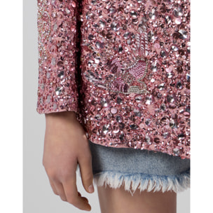 PHILIPP PLEIN Boyfriend's Fit Blazer Butterfly Tattoo Paillettes