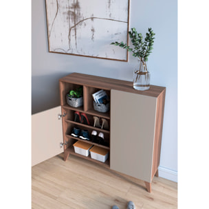 Zapatero Oslo melamina nogal puertas arena 87x90x27 cm