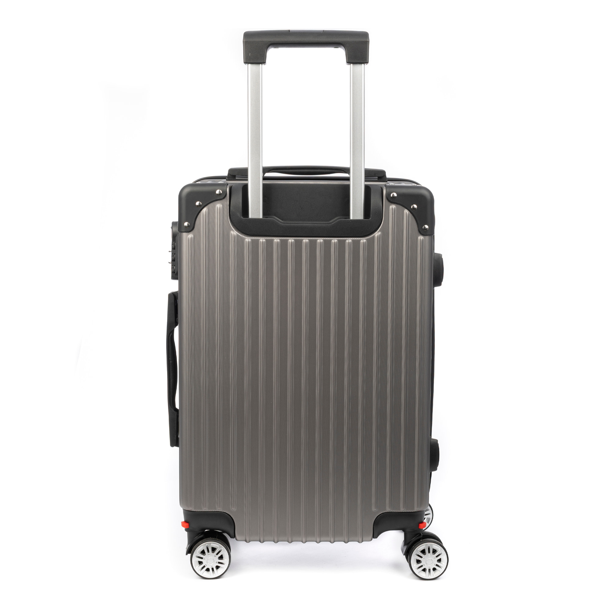 DAM Valigia da cabina Trolley in materiale leggero ABS ad alta resistenza con angoli rinforzati. Chiusura numerica e 4 ruote doppie estraibili e girevoli a 360°. 37x24x56 Cm. Colore: Grigio Scuro