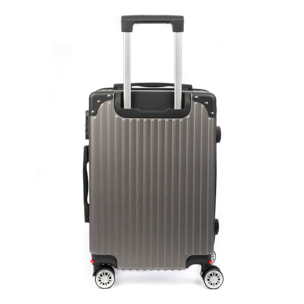 DAM Valigia da cabina Trolley in materiale leggero ABS ad alta resistenza con angoli rinforzati. Chiusura numerica e 4 ruote doppie estraibili e girevoli a 360°. 37x24x56 Cm. Colore: Grigio Scuro