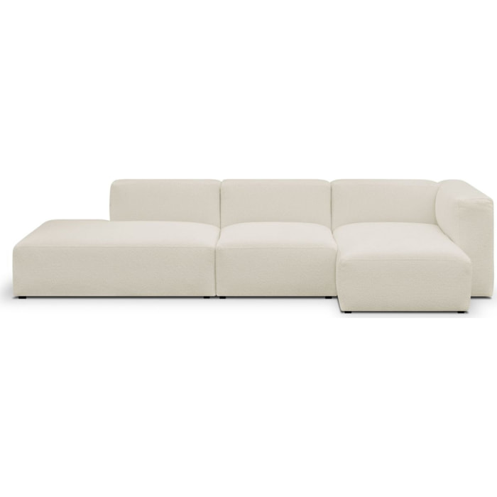 Canapé d'angle à droite modulable 5 places en tissu bouclette - MODULO