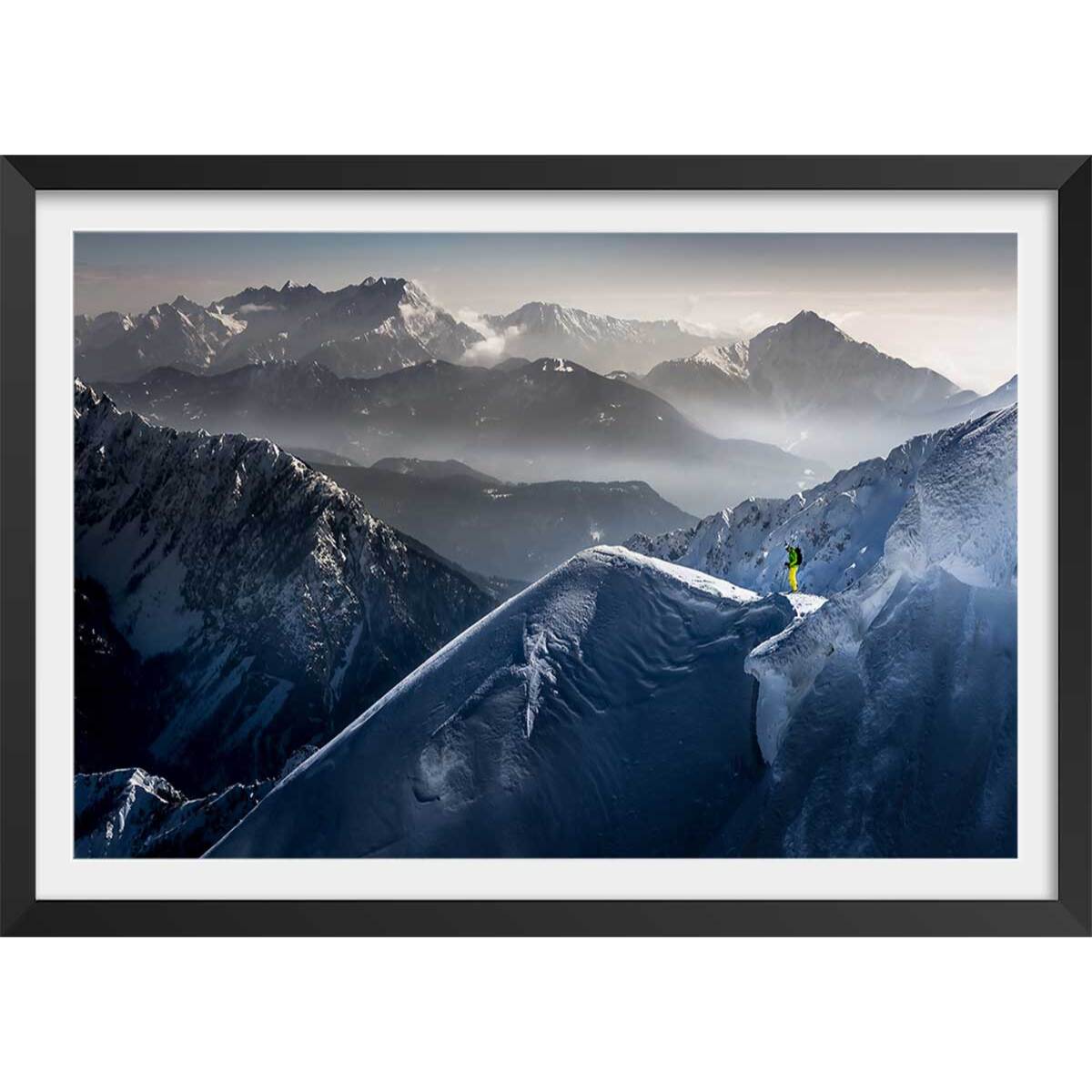 Affiche concentration sur les cîmes Affiche + cadre en bois - Noir