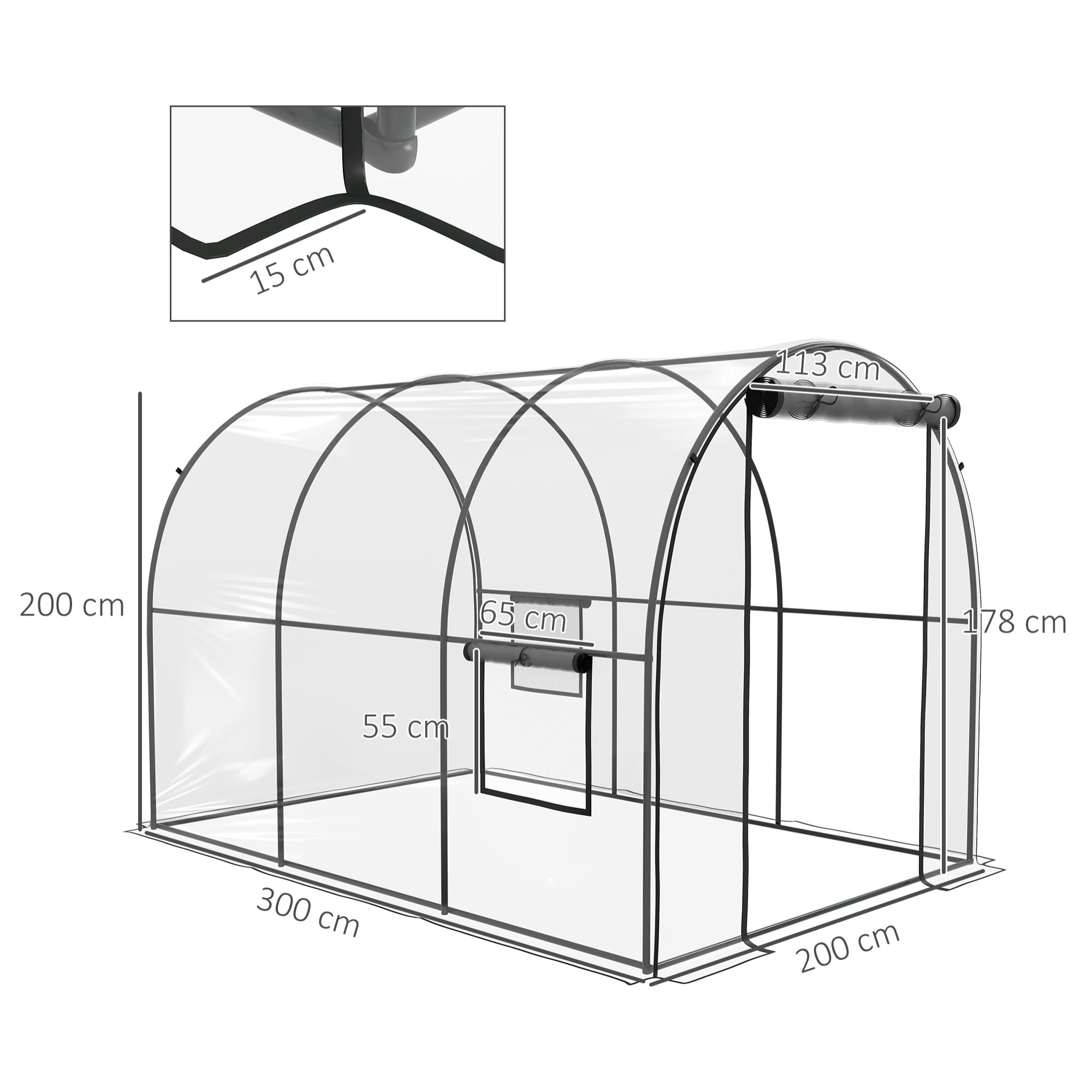 Serre tunnel serre à tomates surface sol 6 m² 3L x 2l x 2H m