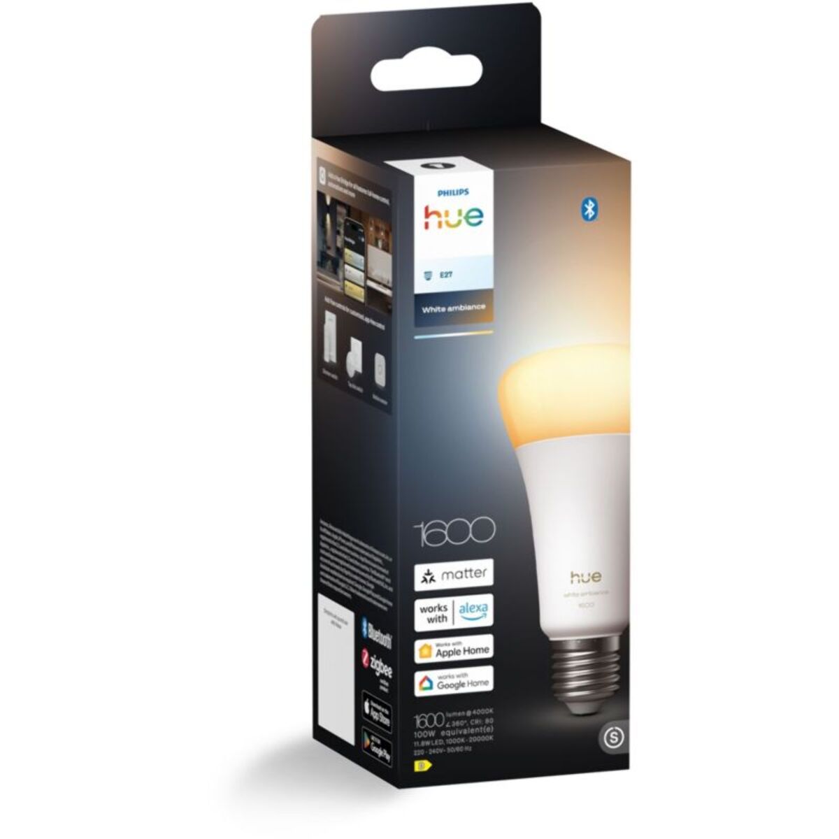 Ampoule LED connectée PHILIPS HUE E27 White Ambiance 100W