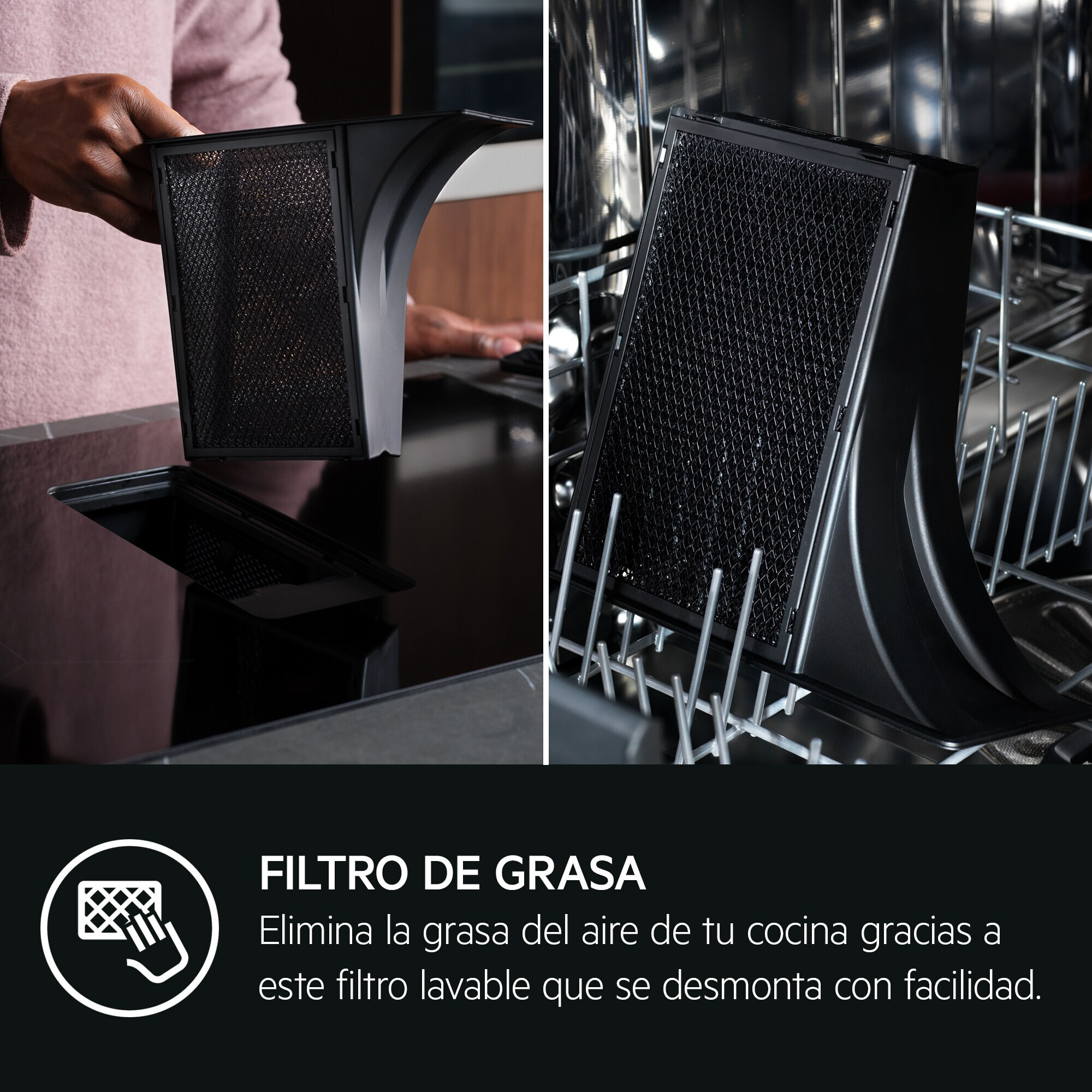 AEG Placa de inducción con campana extractora de 70 cm TCH74B01FB