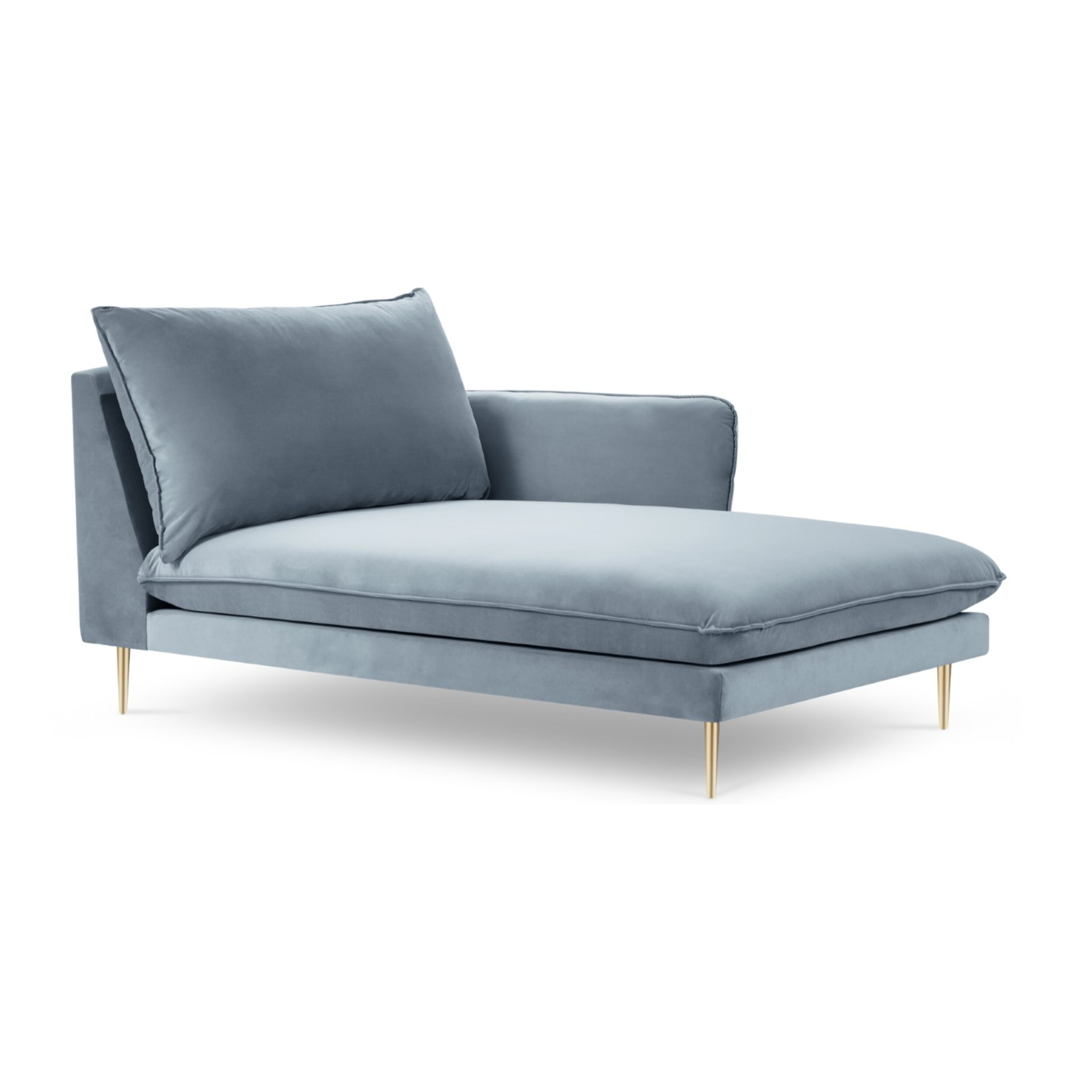 Méridienne droite "Vienna" en velours bleu