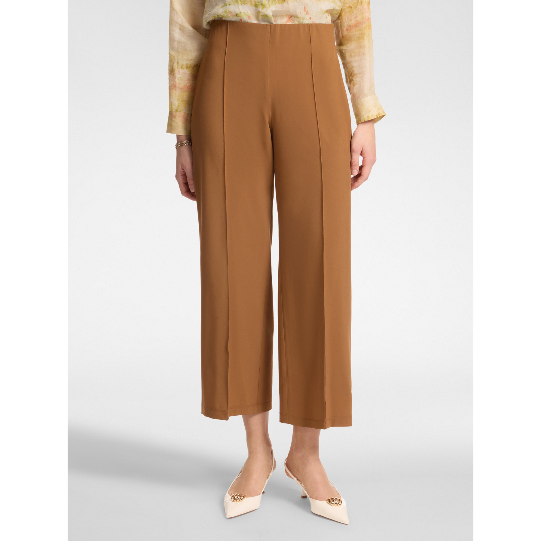 Elena Mirò - Pantaloni dritti in tessuto leggero - Marrone