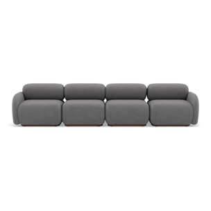 Penelope - canapé droit modulable 4 places en velours texturé - Gris