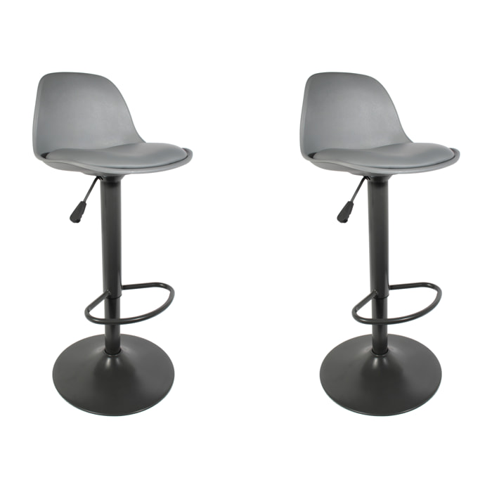 Tabouret De Bar Isak Gris - Lot De 2