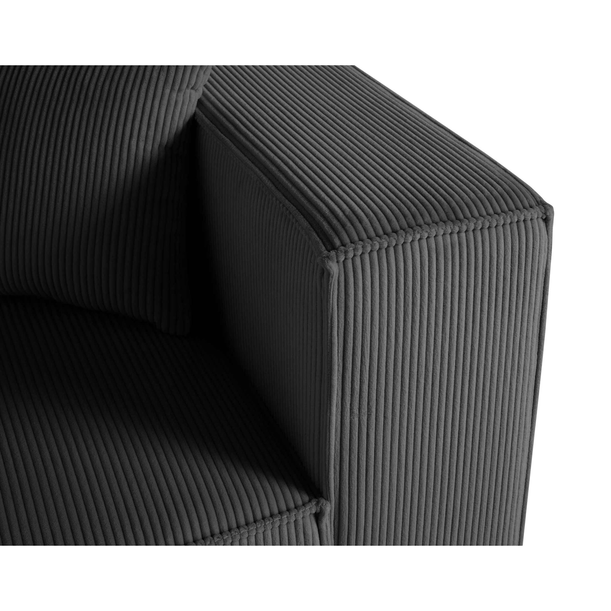Arty - module d'assise d'angle réversible - en velours côtelé - Gris foncé