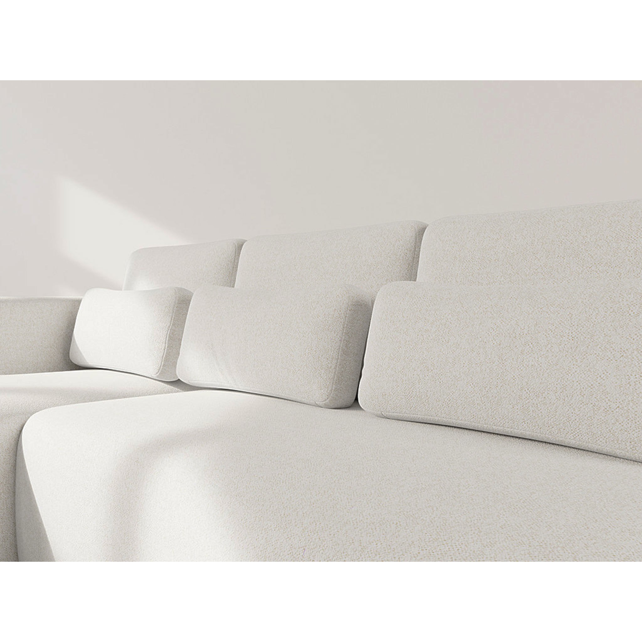 Mahina - canapé d'angle gauche 4 places convertible avec coffre en tissu texturé - Beige