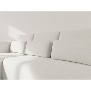Mahina - canapé d'angle gauche 4 places convertible avec coffre en tissu texturé - Beige