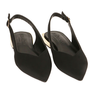 Ballerine nere slingback in tessuto