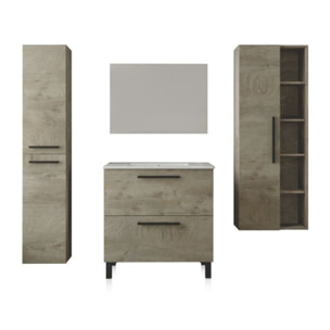 Pack de baño con lavabo cerámico y columnas Sense Max Roble Alaska