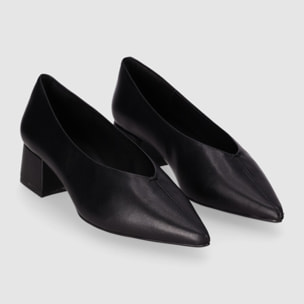 Zapatos de Piel - Negro - Tacón: 5 cm