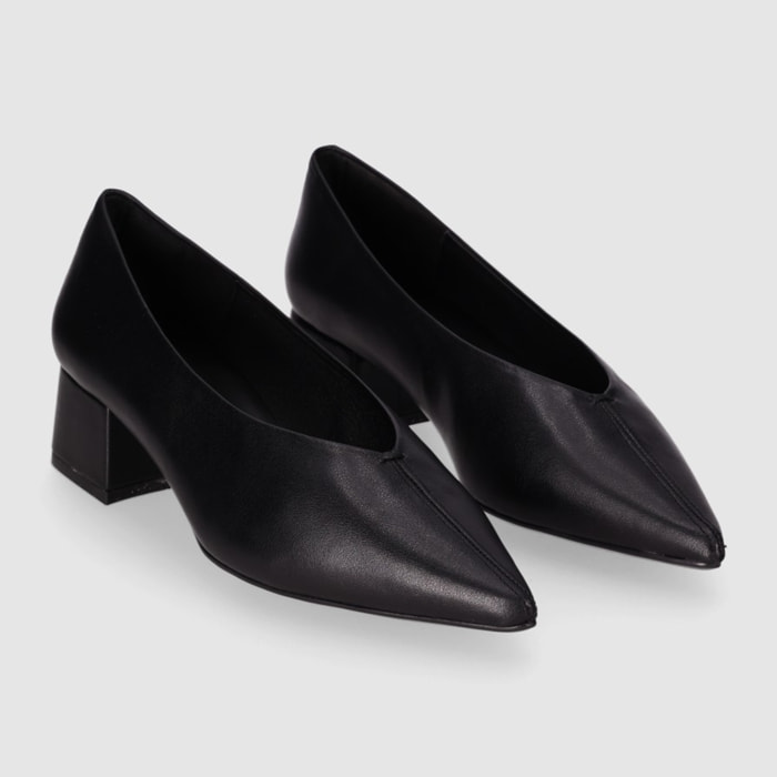 Zapatos de Piel - Negro - Tacón: 5 cm