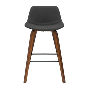 Tabourets de bar design gris foncé et noyer H65 cm (lot de 2) NONIE