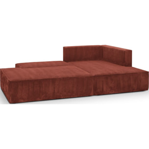 Canapé d&#x27;angle à droite convertible 3 places en velours côtelé - BARANI